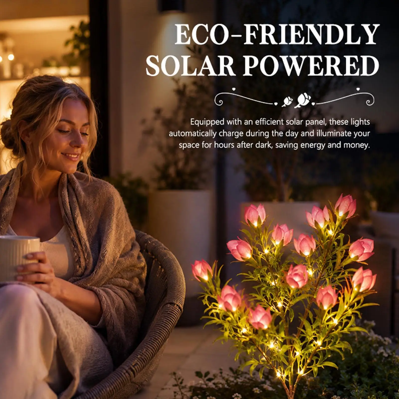 Solar Flower Lights LED Waterproof Decorative Gardenia Solar Decorative Lights Outdoor For Patio Garden Balcony Flower Beds