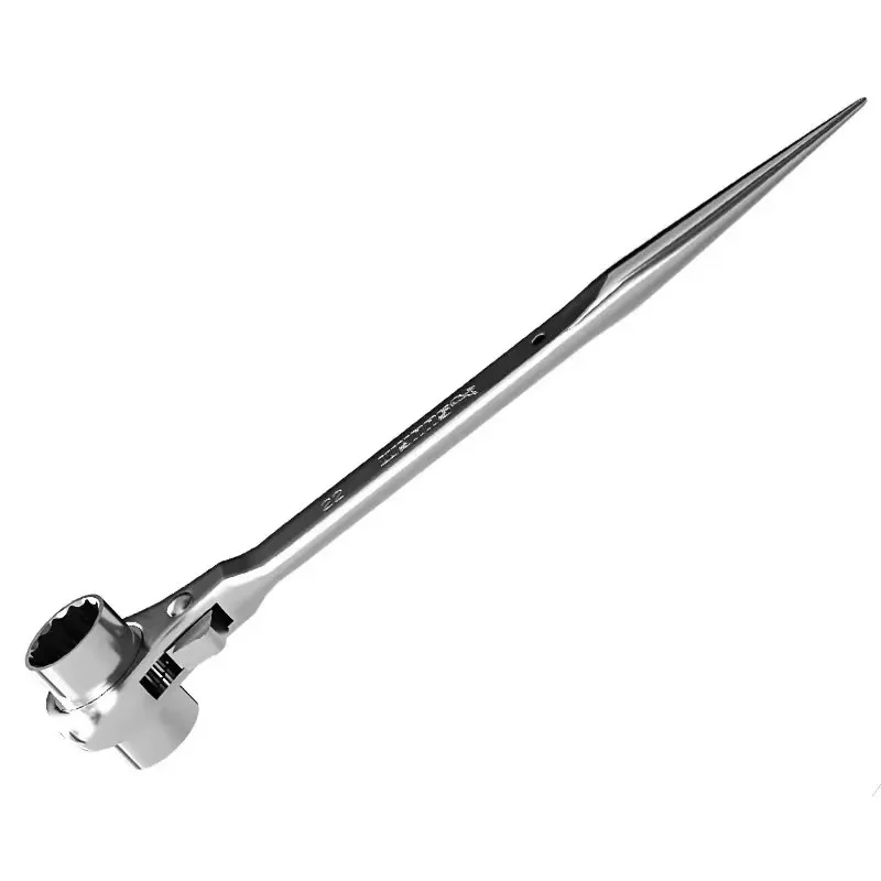 Fully Polished Pointed Ratchet Wrench Chrome Rust Resistant Finish Essential Tool for Bolting Templates