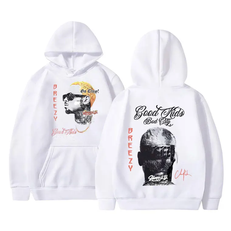 Rapper Chris Brown Breezy Graphics Hoodie Men Women Hip Hop Rap Vintage Trend Sweatshirt Male Fleece Cotton Oversized Hoodies