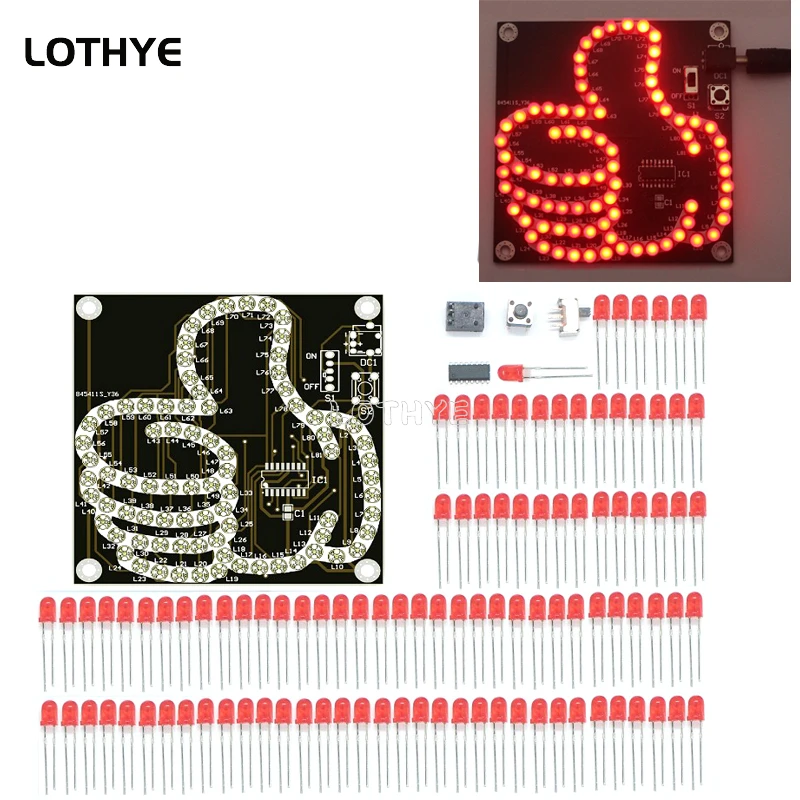 Kit de producción de luz que fluye de pulgar LED, diodo emisor de luz, microcontrolador de soldadura divertido, Kit electrónico DIY, práctica de soldadura