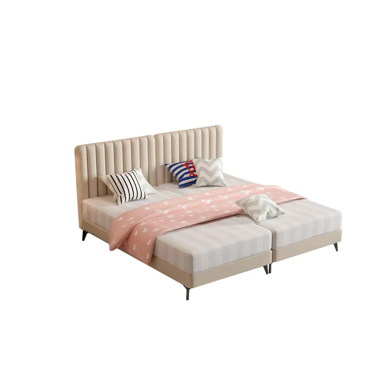 Splicing bed for children, second child, twin boys and girls, princess bed, separate bed, sleeping artifact, solid wood leather