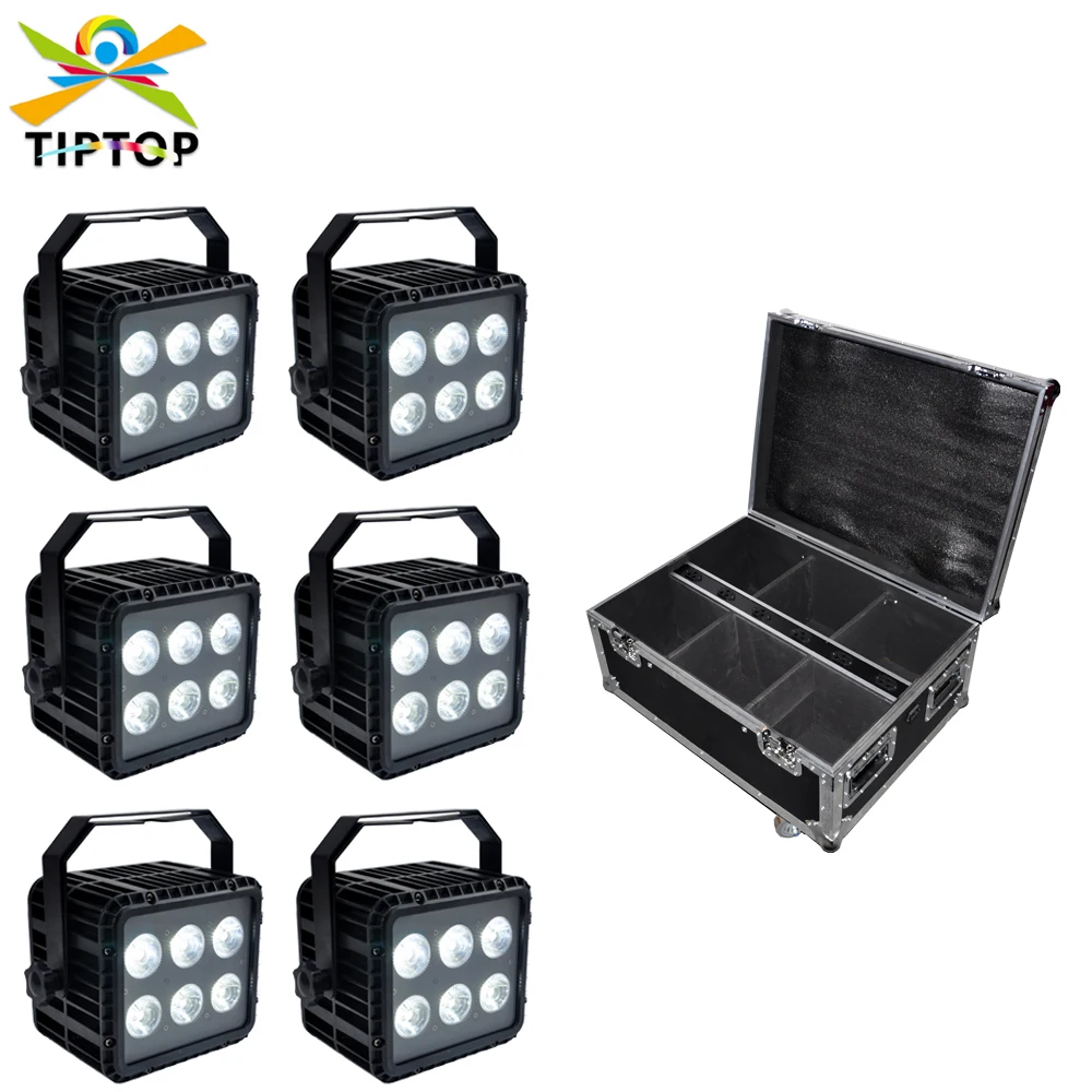 

6IN1 Charging Flight Case Pack 6x18W Aluminum Wireless Battery Outdoor Led Par Light RGBWA UV 6IN1 Tyanshine Led Seetronic plug