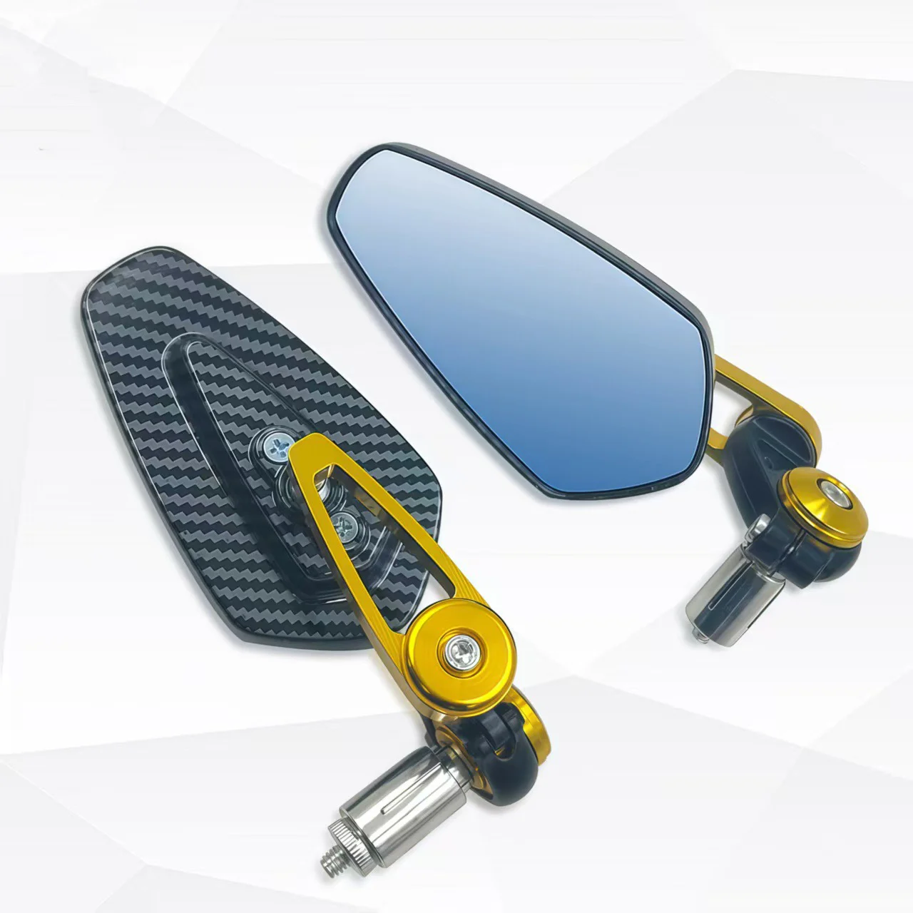 Universal Aluminum Rearview Mirror For Motorcycle Handlebar Mirror Carbon Fiber Pattern Anti Glare Blue Glass Side Mirror
