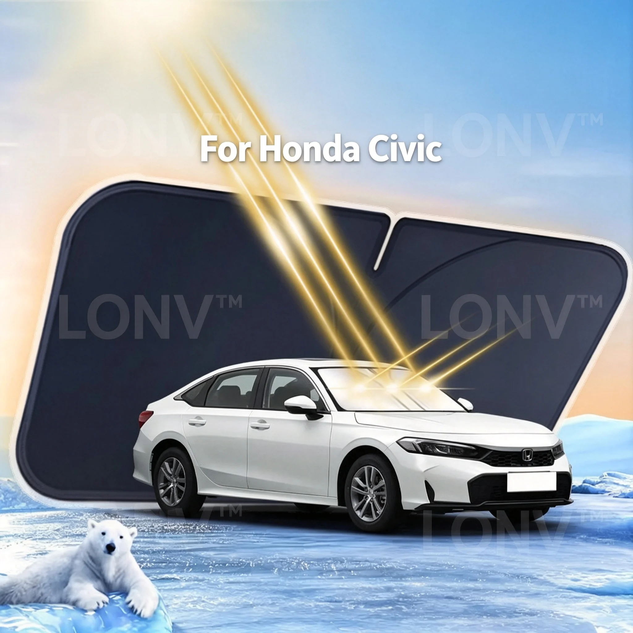 For Honda Civic 2026 2027 2023 2024 2025 Car Sunshade Front Windshield Shade Cover Foldable Car Heat Insulation Accessories