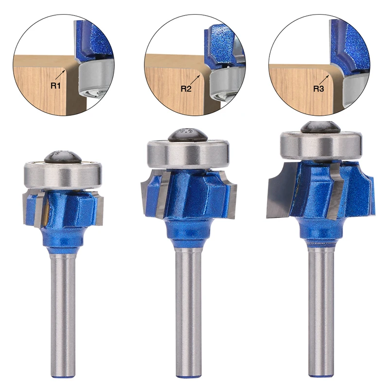 HAMPTON Fräser 1/4 Zoll 6mm Schaft Blaues Rundfräser-Set Hartmetall-Holzfräser für Holzbearbeitung – Detail 3