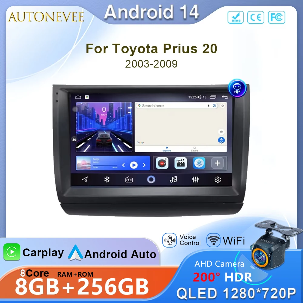 

Android 14 For Toyota Prius 20 2003-2009 Car Radio Multimedia Video Player Navigation GPS Head Unit Stereo No 2Din 2 din DVD 4G