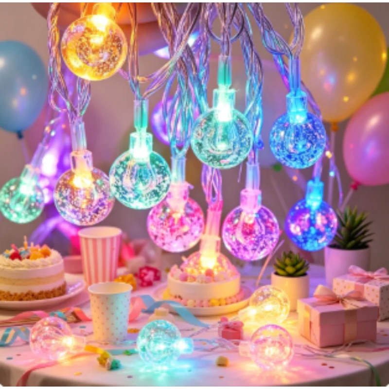 5M Solar Crystal Ball Fairy Lights, 20 LED Decorative String Lights for Christmas Holiday Indoor Decor