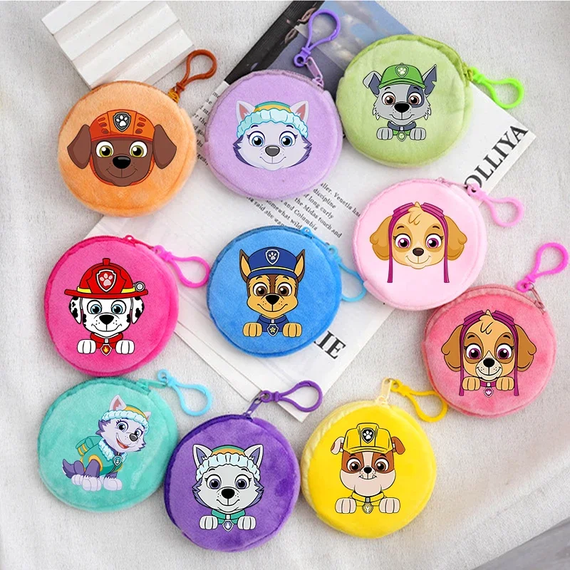 Paw Patrols Round Coin Purse Chase Skye Kids Mini Wallet Cute Dog Zipper Plush Purse Boy Girl Key Bag Cartoon Small Money Pouch