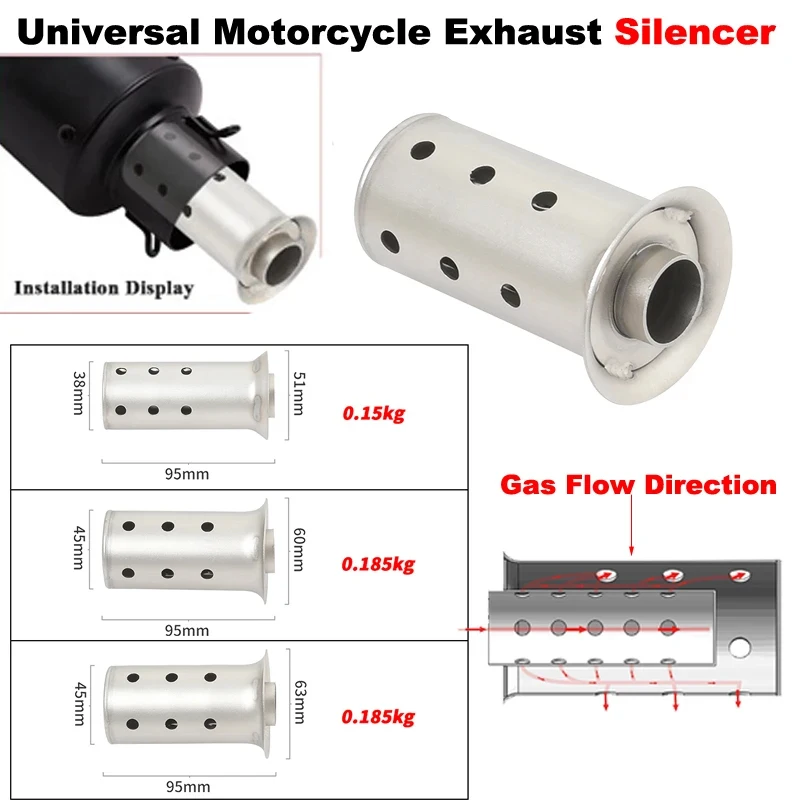 Motorcycle Exhaust Muffler System 51mm 60mm 63mm Universal Link Pipe DB Killer Eliminate Noise Reducer