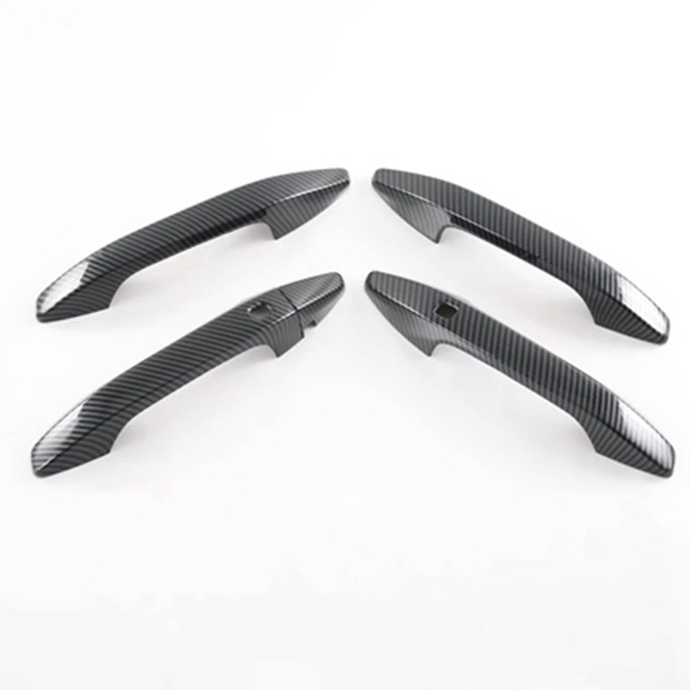 تصفيف السيارة 4 قطعة ABS ألياف الكربون الجانب الخارجي غطاء مقبض الباب الكسوة لكيا سبورتاج NQ5 2021 2022