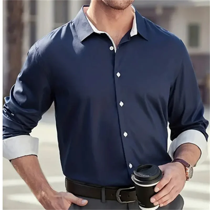 2024 Men\'s Spring and Summer Casual Long Sleeve Shirt/Men\'s Lapel Button Slim Casual Shirt Large Size XS-6XL High Quality