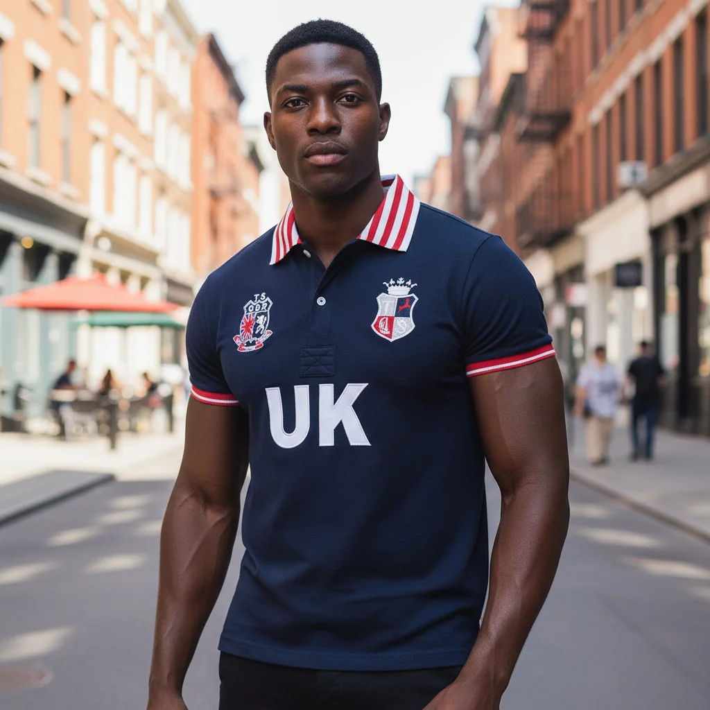 Men's polo shirt UK British Royal Leisure Sports party High-end cotton embroidery luxury contrast color sewn original design