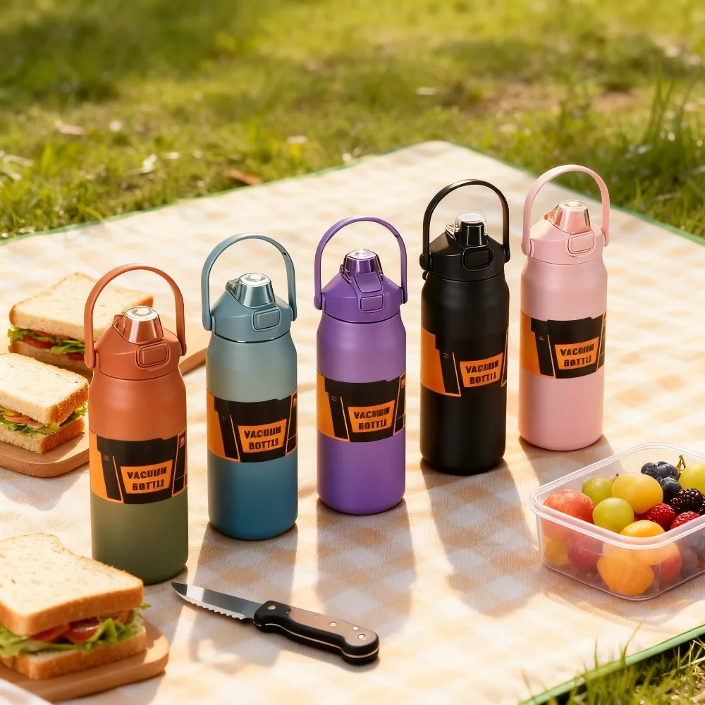 

Термос с вакуумной изоляцией из нержавеющей стали (26 унций) — герметичная кружка для воды с соломинкой, горячая/холодная для пеших прогулок, кемпинга