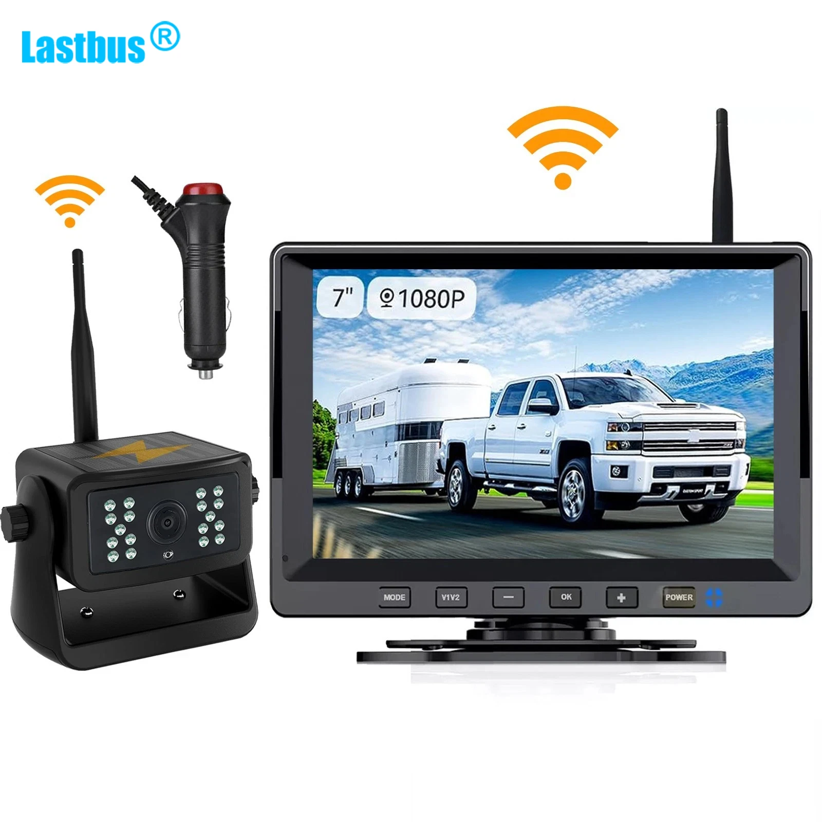 

Lastbus Digital Wireless 7 Inch IPS Screen Monitor DVR With Solar Panel Magnetic Base Battery Powered Hitch Rear View Camera