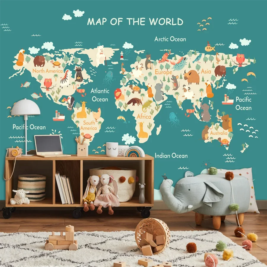 

Custom Peel and Stick Wallpaper Accept for Wall Decorations Living Room Kids Nursery World Map TV Contact Wall Papers Home Decor