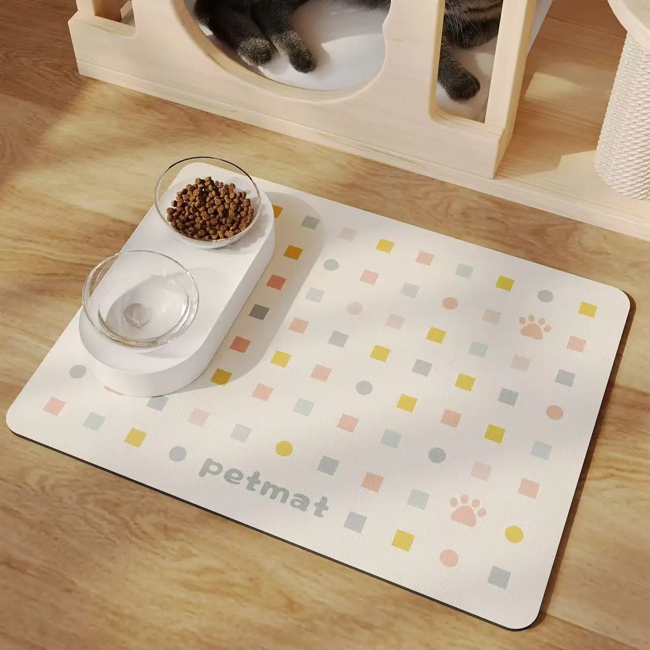 VIKAMA Pet Feeding Floor Mat Water-Absorbing Cooling Anti-Slip Mat Cat Mat Dog Mat Special Wipe No-Wash Pet Mat