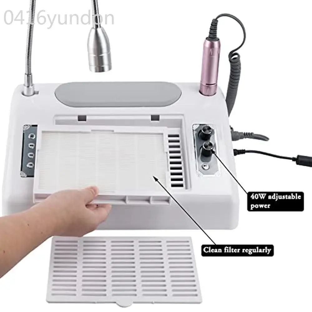 Nail Dust Collector Vacuum Multifunction Nail Art Machine 40W Suck Dust 30000PRM Drill UV LED Lamp 48/96W Armrest Gloves Light