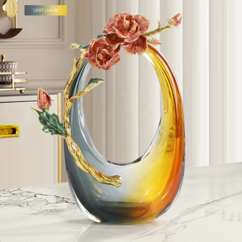 

Light luxury glass vase ornaments