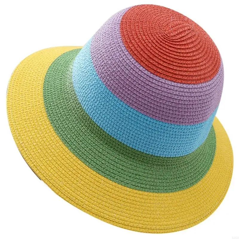 N5KB Classy for Sun Visor Hat Rainbow Stripes Bucket Fisherman Hat for Valentines