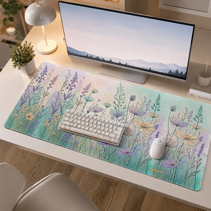 Mouse Pad Pastel Wildflower Garden Gaming printon demand Custom Mousepad XXL Soft Non-Slip Office Office Accessories Mouse Mats