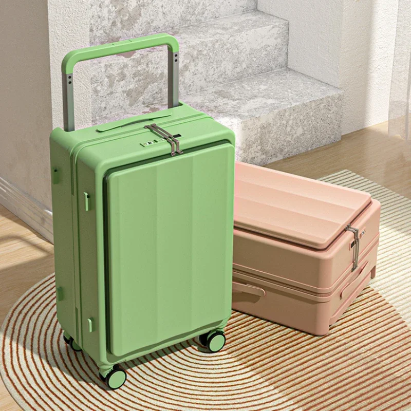 Multifunctional Password Suitcase Student New Front Pocket Wide Pull Rod Rolling Luggage Zipper Travel Suitcase on Wheels