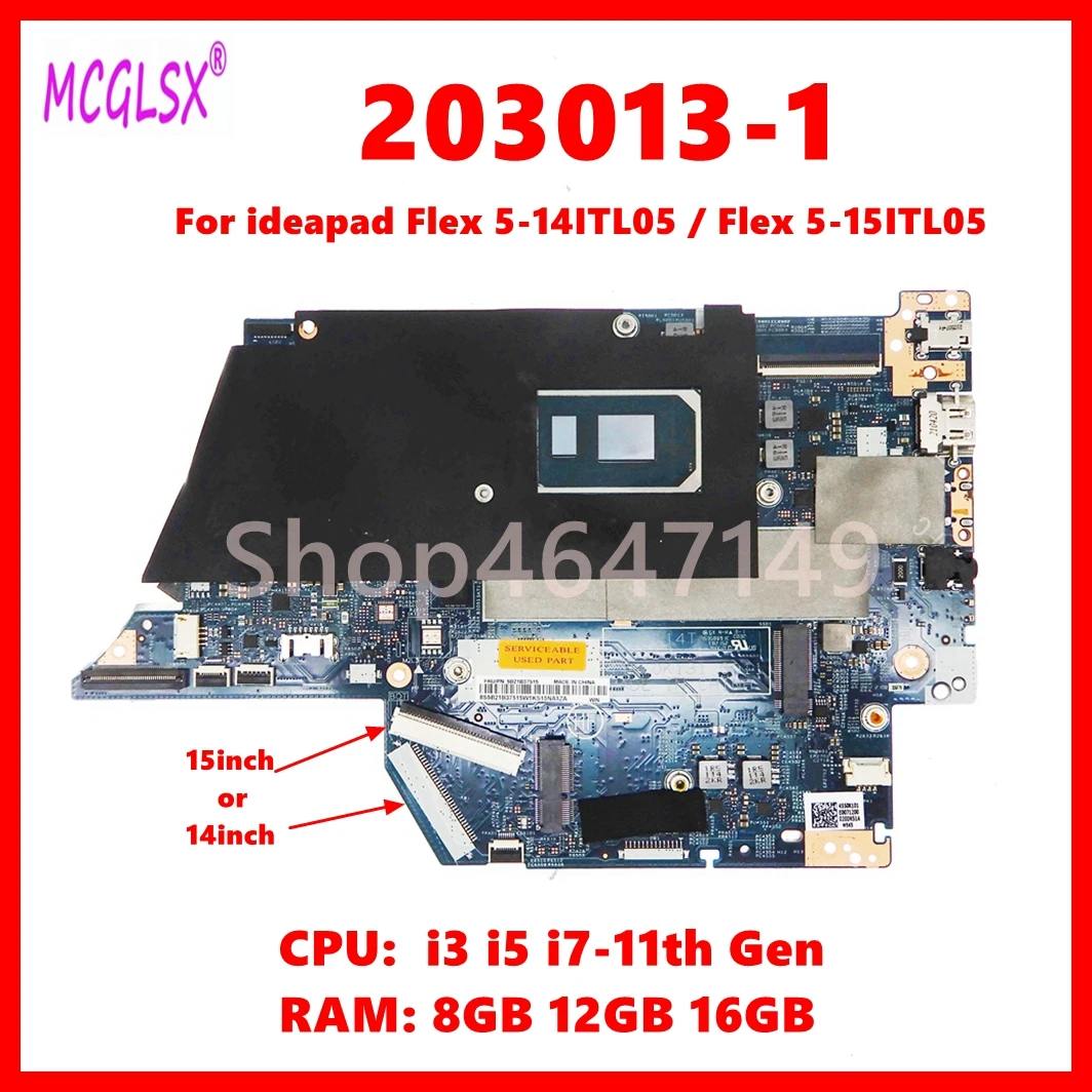 Placa base 203013-1 para Lenovo ideapad Flex 5-14ITL05 Flex 5-15ITL05, placa base para ordenador portátil i3 i5 i7-11th Gen CPU 8GB12GB 16GB-RAM