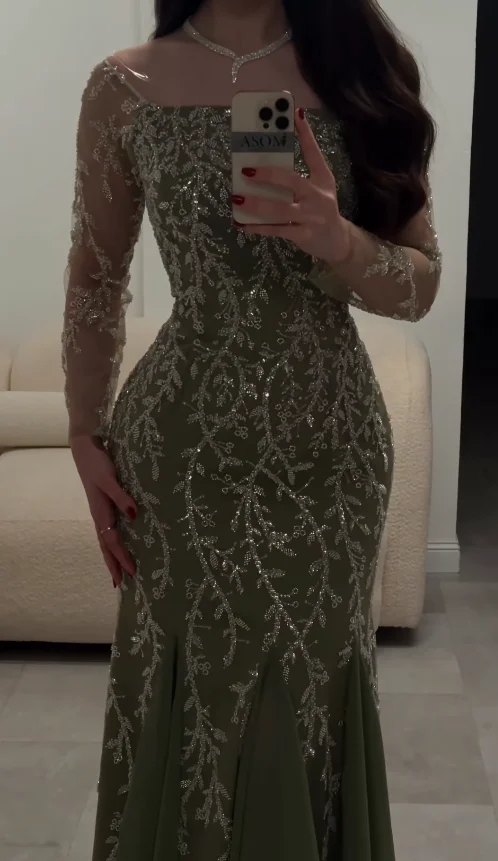 Luxury Green Sequins Evening Dress Elegant Simply Stylish Formal Party Gown High Quality Customized 2026 image 4