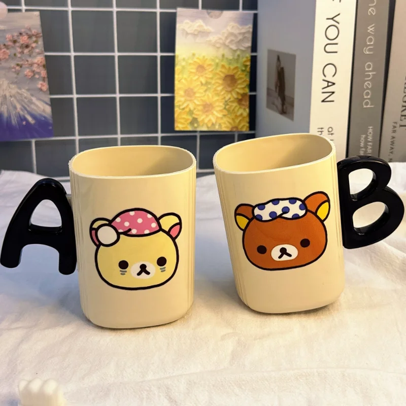 Nouveau Rilakkuma brosse à dents tasse créativité dessin animé Portable pyjama ours en plastique Couple gargarisme tasse étudiant salle de bain lavage fournitures