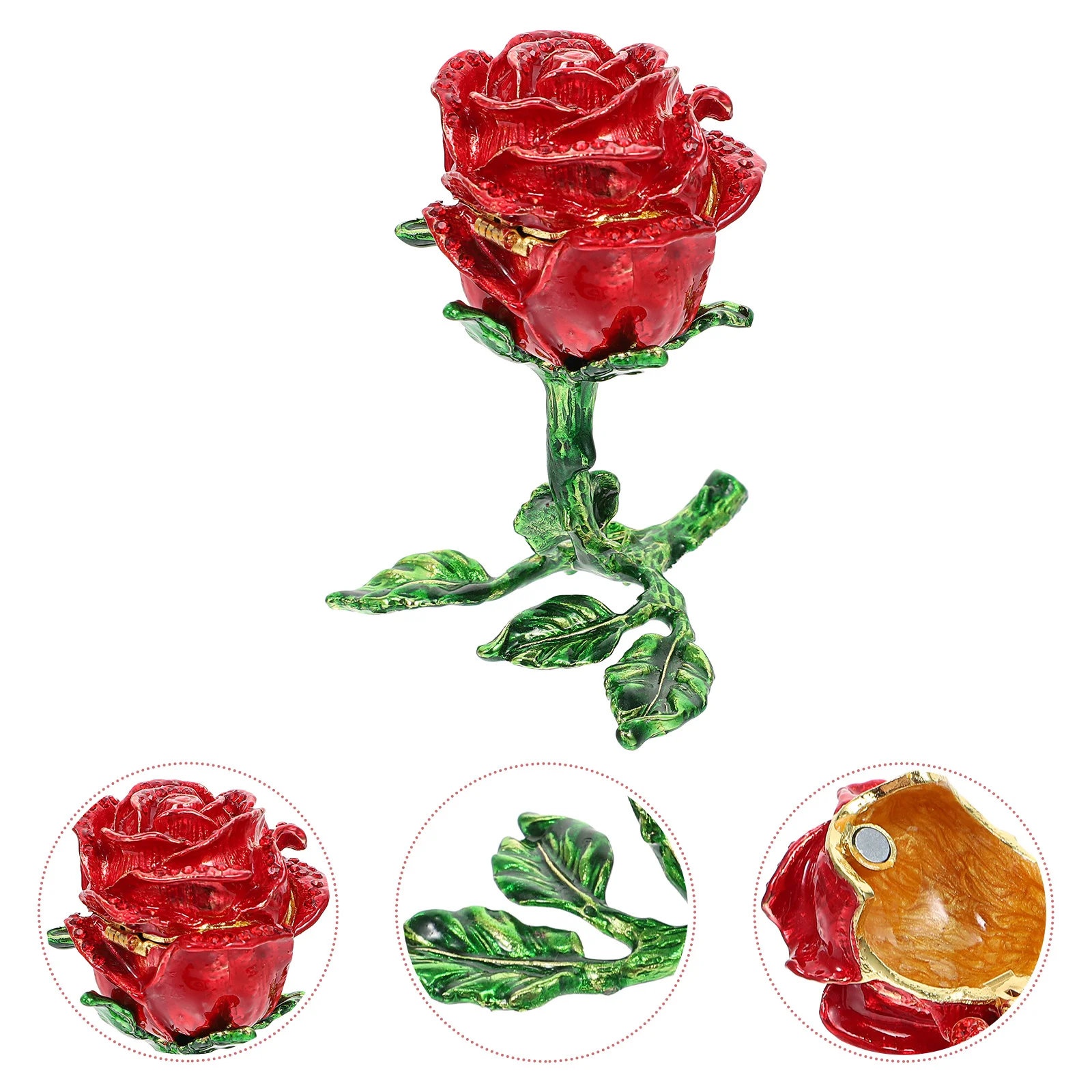 Unique Chic Rose Flower Alloy Jewelry Organizer for Kids Desktop Adornment Necklace Earring Headdress Tidying Up