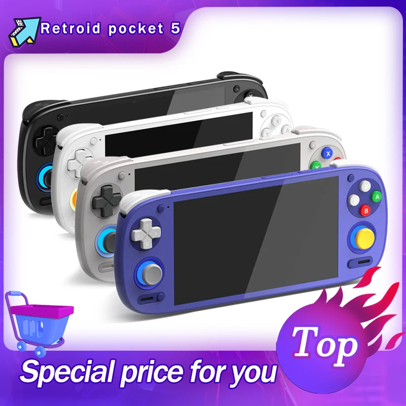 Retroid Pocket 5 SD865 8+128G RP5 5.5 Inch OLED HD Screen Bluetooth 5.1 Android Pocket Handheld Gaming Console