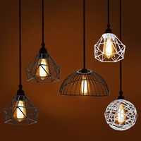 Modern Iron Chandelier Lamp Shades Metal Wire Cage Lampshade Hanging Lamp Ceiling Light Covers Chandelier Pendant Home Decor