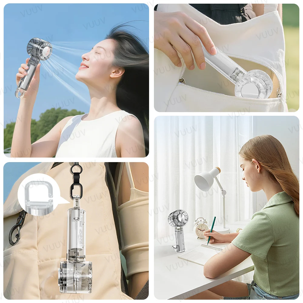 VUUV Portable Handheld Turbo Fan - High Speed 2000mAh Rechargeable Mini Personal Hand Fan , Travel image 6