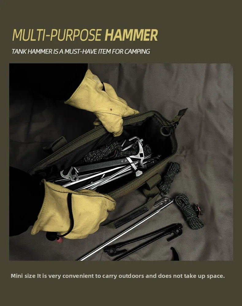 Multifunktionaler Mini-Hammer aus Edelstahl für Outdoor-Camping, Bergsteigen, Zelt-Hammer, Flaschenöffner-Werkzeug – Detail 7