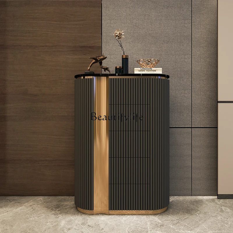 

01Light luxury drawer storage cabinet living room bedroom storage sofa side cabinet