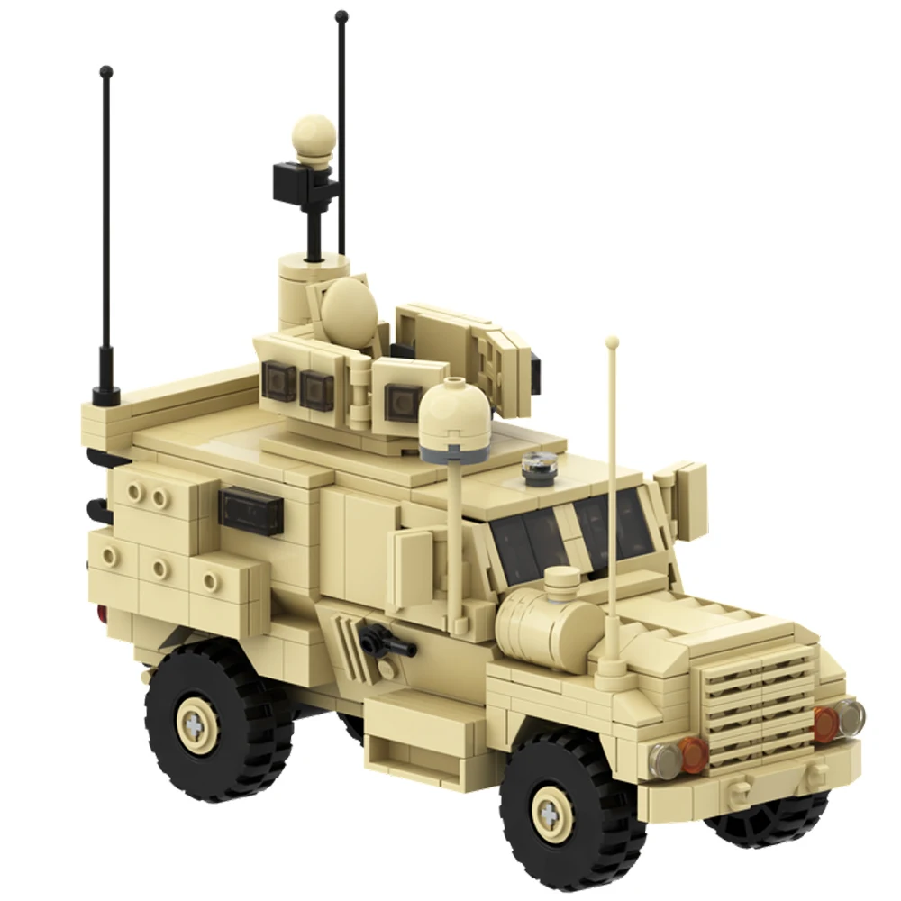 Gobricks pojazd wojskowy seria MOC-67376 4x4 MRAP zestaw modeli do składania czołgu MOC klocki edukacyjne dla dziecka prezent urodzinowy