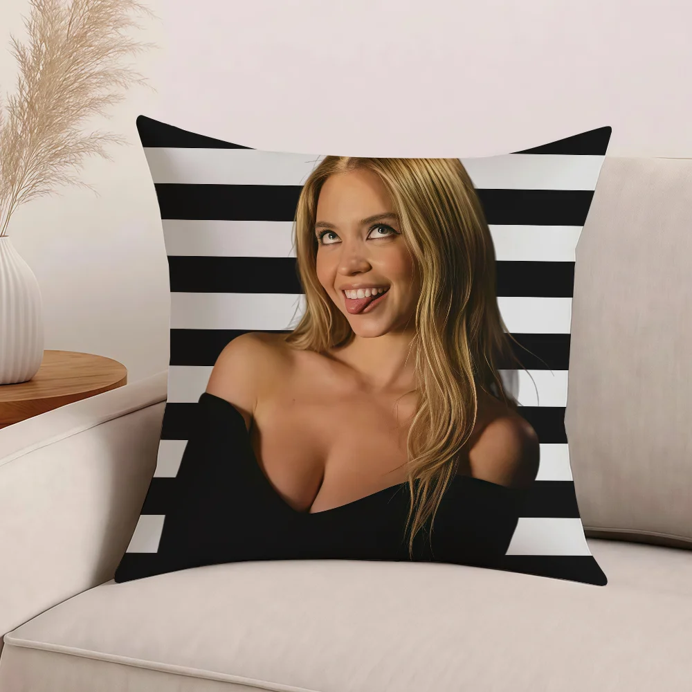 غطاء وسادة للممثل سيدني سويني وسائد مكتبية مناسبة لغطاء الوسادة المزخرف لغرفة نوم السيارة