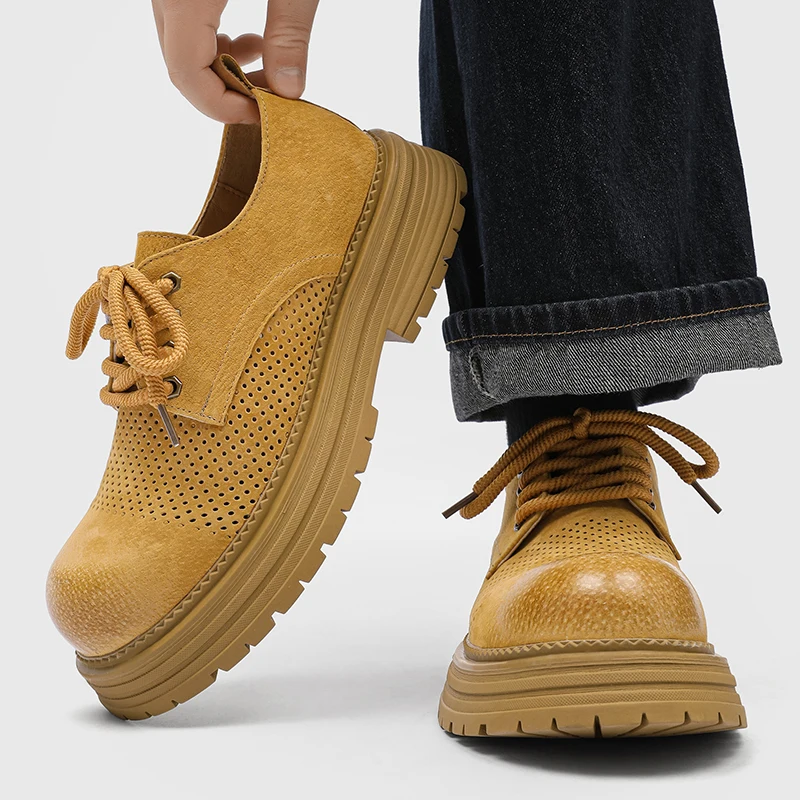 

Модная мужская обувь на толстой подошве, повседневная дышащая летняя стильная уличная модная повседневная деловая обувь, размеры 38–46 высокого качества