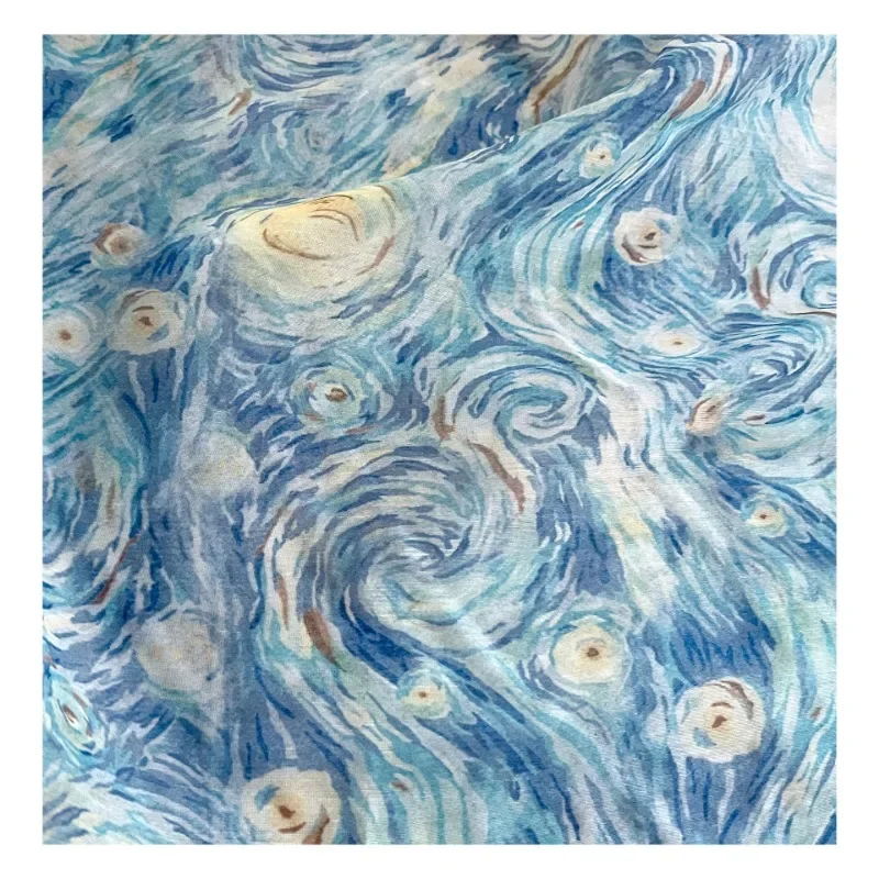 Printed Fabric Semi Transparent Light Skinned Dress Designer Wholesale Cloth Diy Apaprel Sewing Fabric Meters Polyester Material