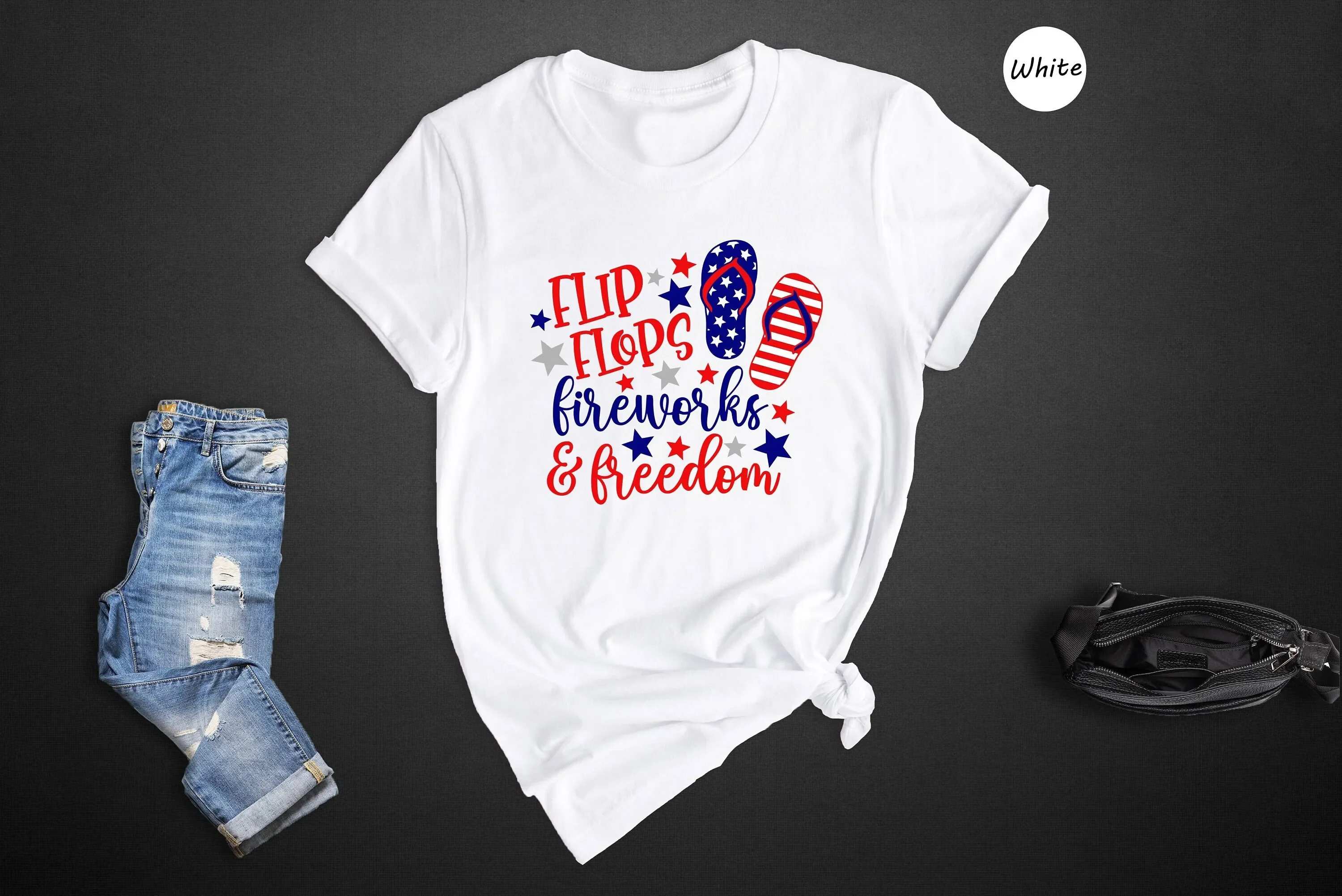 Flip Flops Firework And Freedom T Shirt Independence Day 4th Of July Memorial Patriotic