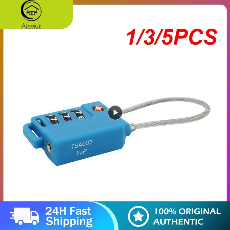 1/3/5PCS Portable TSA Approved Cable Luggage Lock 3-Digit Password Lock Padlock