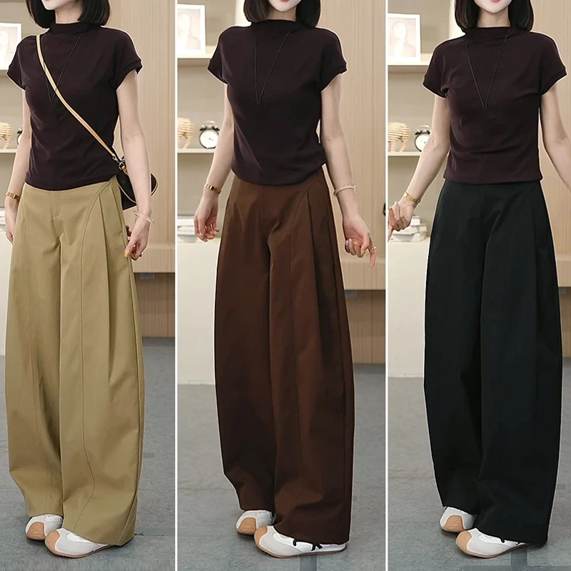 

Shurout Women's Harem Pants2025The trend of curved hem pants has been popular for a while now, with side pleats, loose and fashi