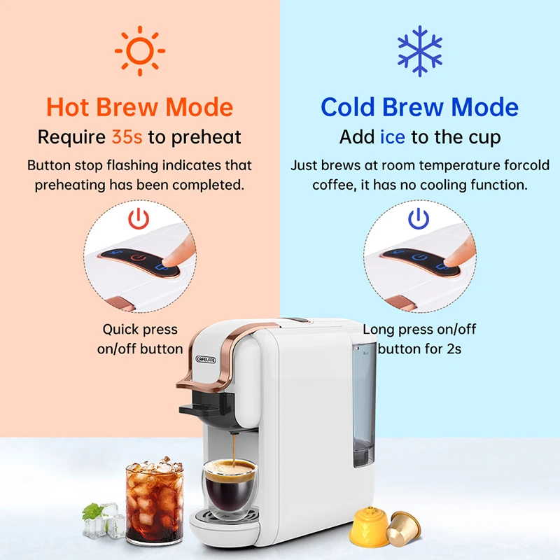 CAFELFFE 4 في 1 ماكينة صنع قهوة اسبريسو مطحونة متعددة المتوافقة مع Nes Dolce Gusto 19 بار ماكينة صنع القهوة متعددة الكبسولات بمقبس أمريكي 603