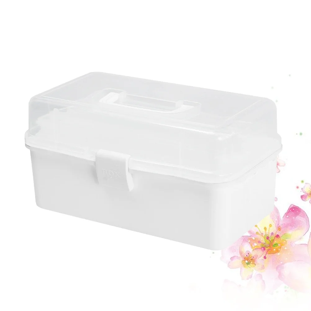 صندوق تخزين الأدوية أبيض الحجم L سعة كبيرة ثلاث طبقات صندوق الإسعافات الأولية قفل حقيبة تخزين محمولة للاستخدام الداخلي في الهواء الطلق #6