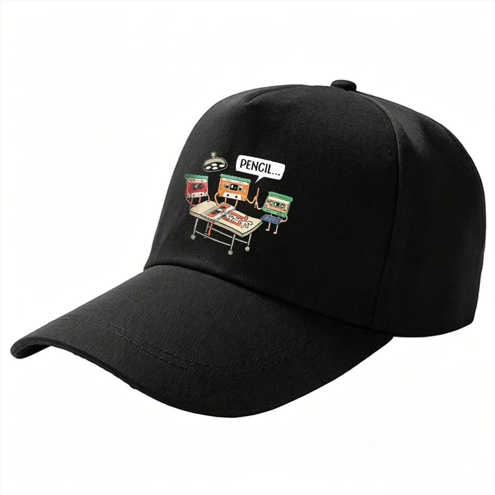 Adjustable Cotton Baseball Cap Vintage Cartoon Anthropomorphic Cassette Tape Surgery Scene Funny Graphic Print Retro 90s Music