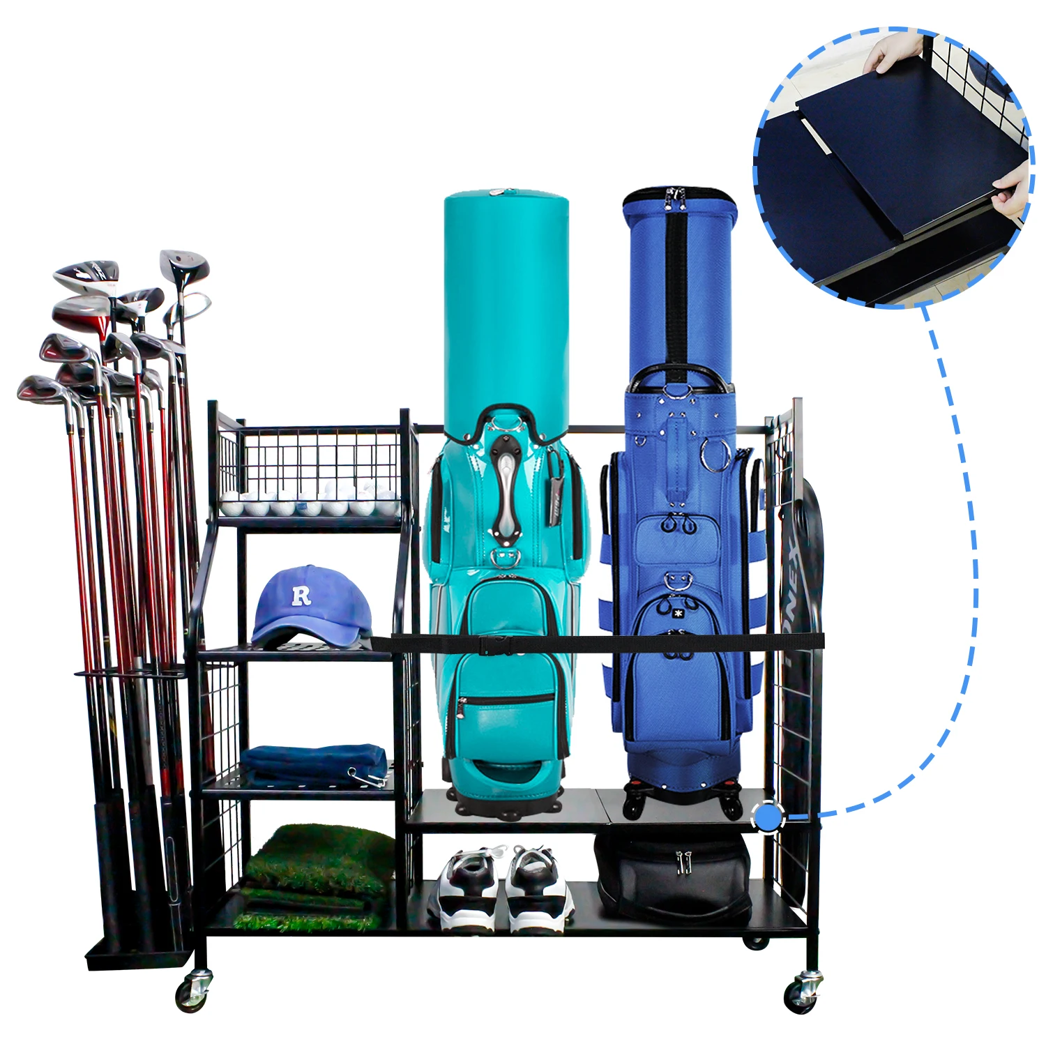 CRESTGOLF Golf Storage Garage Organizer Extra Large Size to Perfectly Store & Organize Golf Bag & Golf Accessories Space Saving