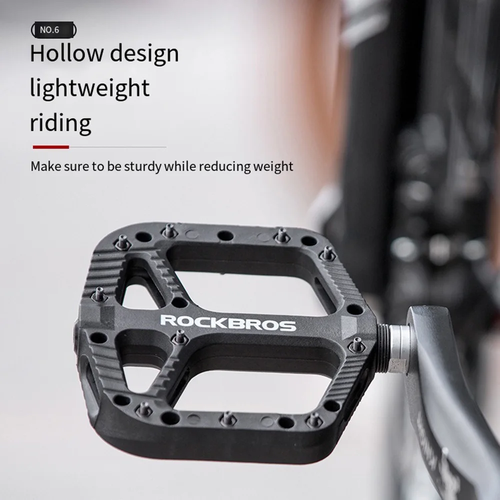 ROCKBROS Ultralight Seal Bearings Bicycle Bike Pedals Cycling Nylon Road bmx Mtb Pedals Flat Platform Bicycle Parts Accessories