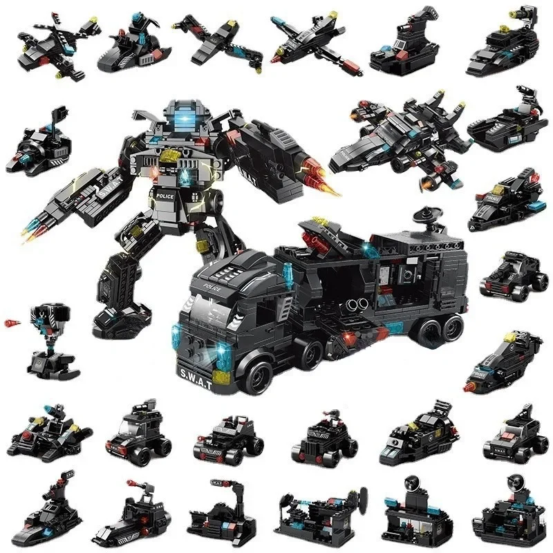 

Compatible with Lego 585Pcs City Police Station SWAT Truck Car Building Blocks DIY Toys for Boys Kids Gifts