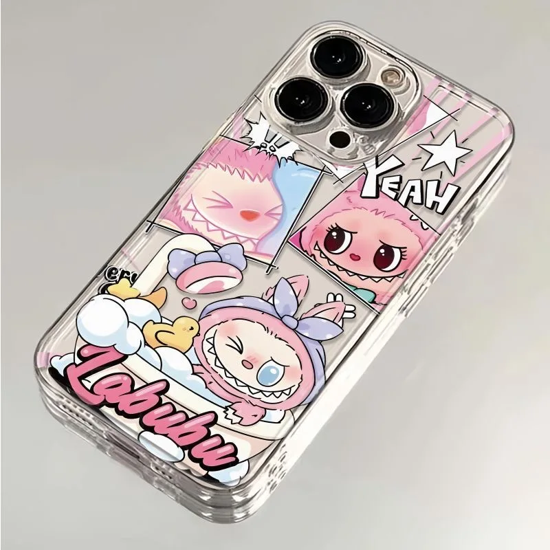 Cute Cartoon L-LABUBU Phone For VIVO Y28 V30e Y75 Y03 Y36 Y100 Y17s Y76 Y22s Y16 Y50 Y21 Y20 V29 V23e V21e 5G Transparent Cover