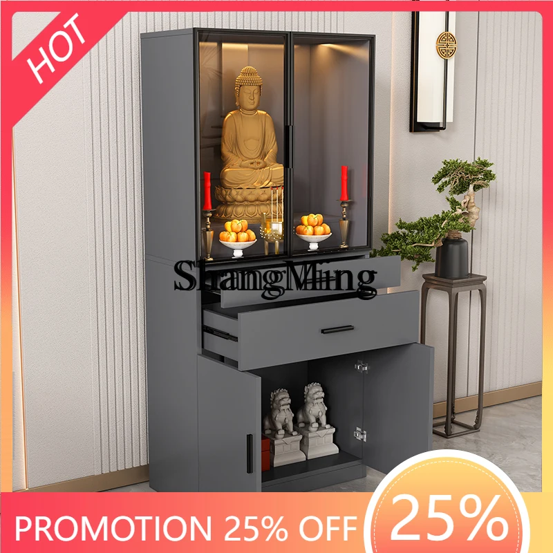 

FG glass door vertical cabinet modern simple household shrine table Buddhist shrine God of Wealth Guanyin Buddhist cabinet