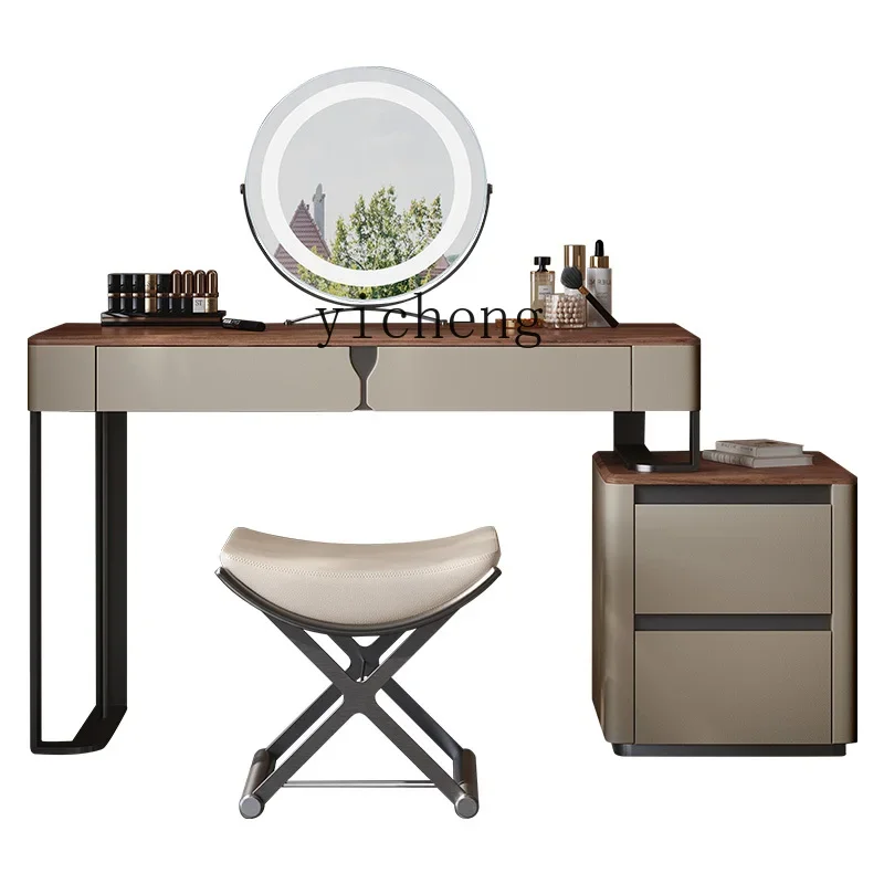 

ZC makeup table villa mansion dressing table light luxury high-end bedroom walnut solid wood dressing table